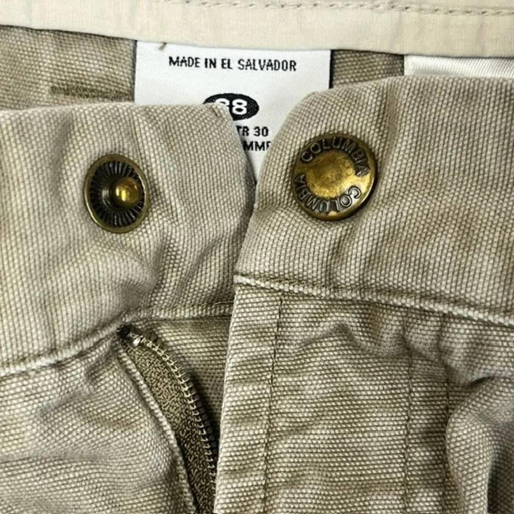 Columbia Mens 38x30 Khaki Cotton Canvas Cargo Utility Pants AM8142 Tan Outdoor